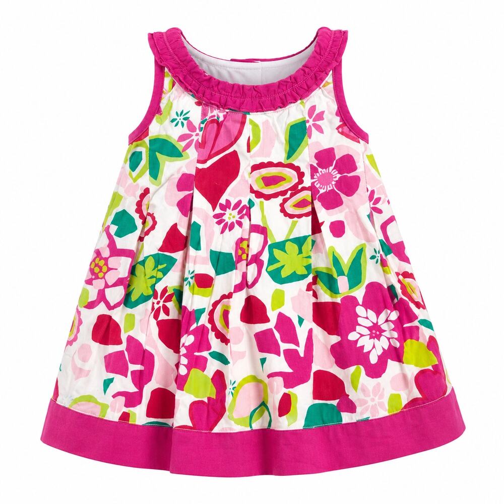 Okie Dokie Girls Dress 18 Months Pink Green Floral Sleeveless Spring Summer